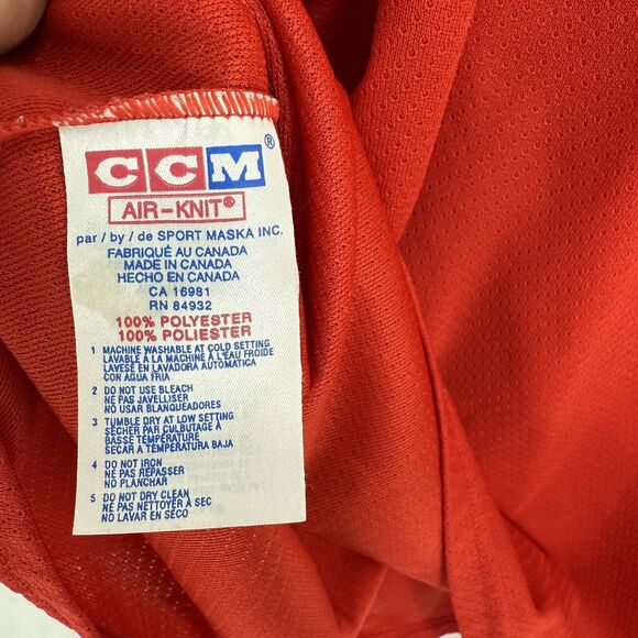 Vintage CCM Air-Knit Red BLANK Hockey Jersey Mens XL Canada Made - Picture 15 of 16